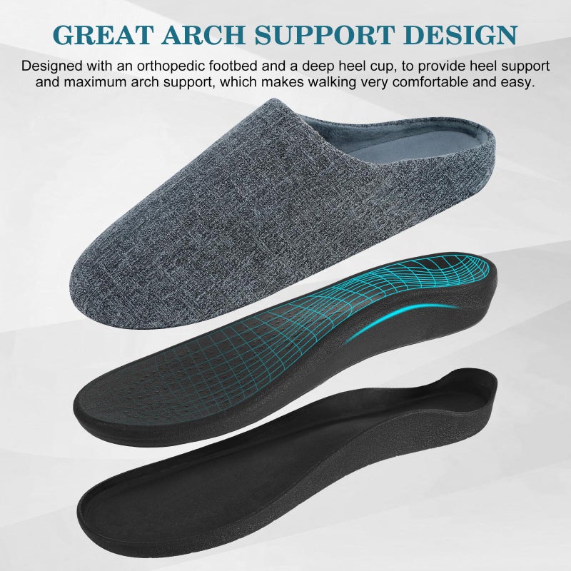 ERGOfoot Orthotic Slippers with Arch Support for Plantar Fasciitis Pain Relief, Comfortable Orthopedic Clog House Shoes with Indoor Outdoor Anti-Skid Rubber Sole - Image 2